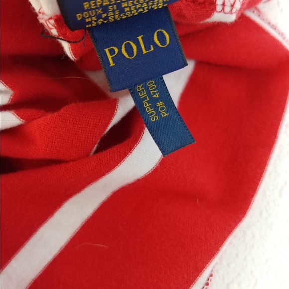 SOLD ‼️‼️‼️ Polo Red & White Striped T-Shirt Sz S - Picture 2 of 2
